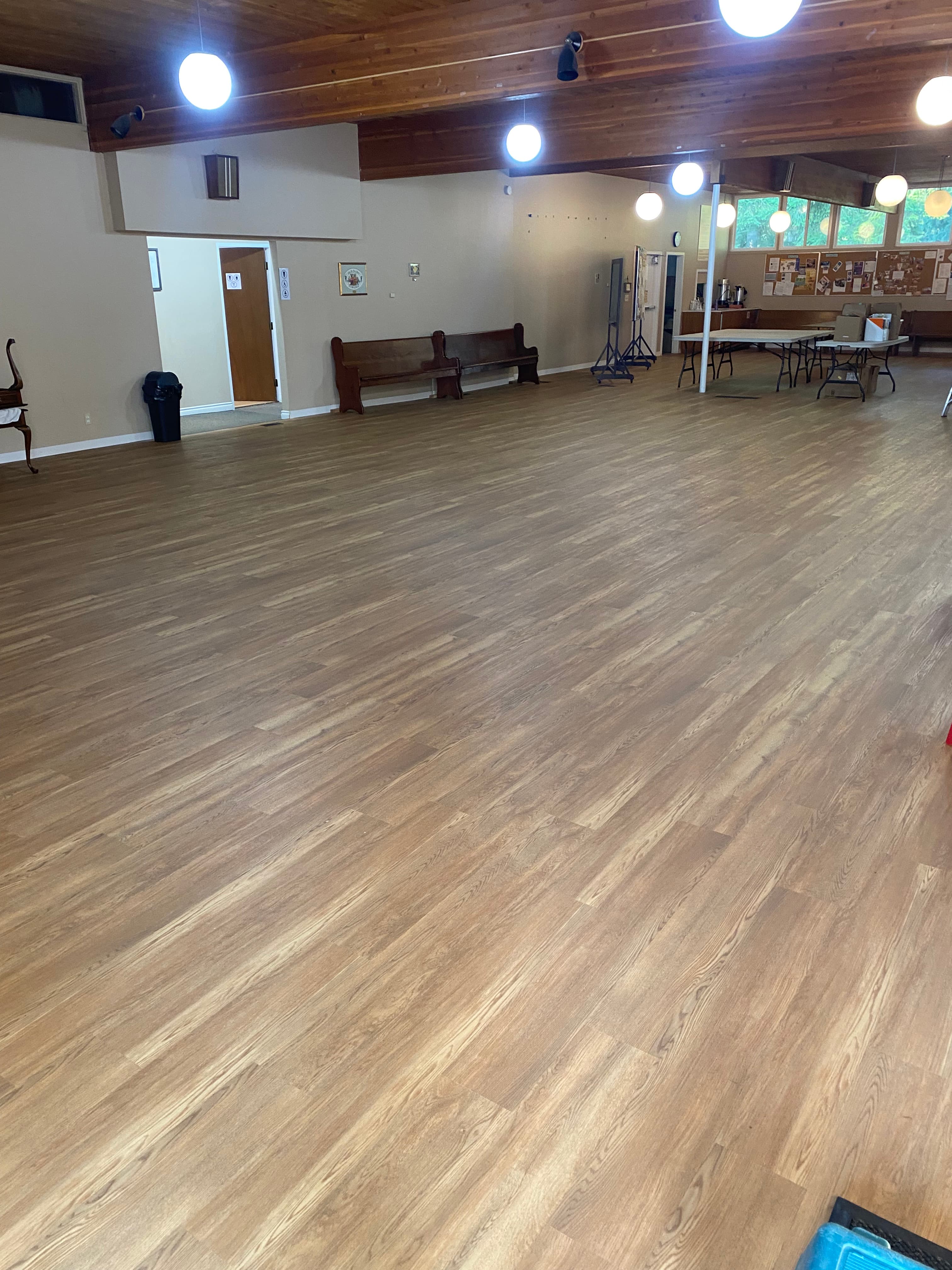 Finished vinyl floor installation