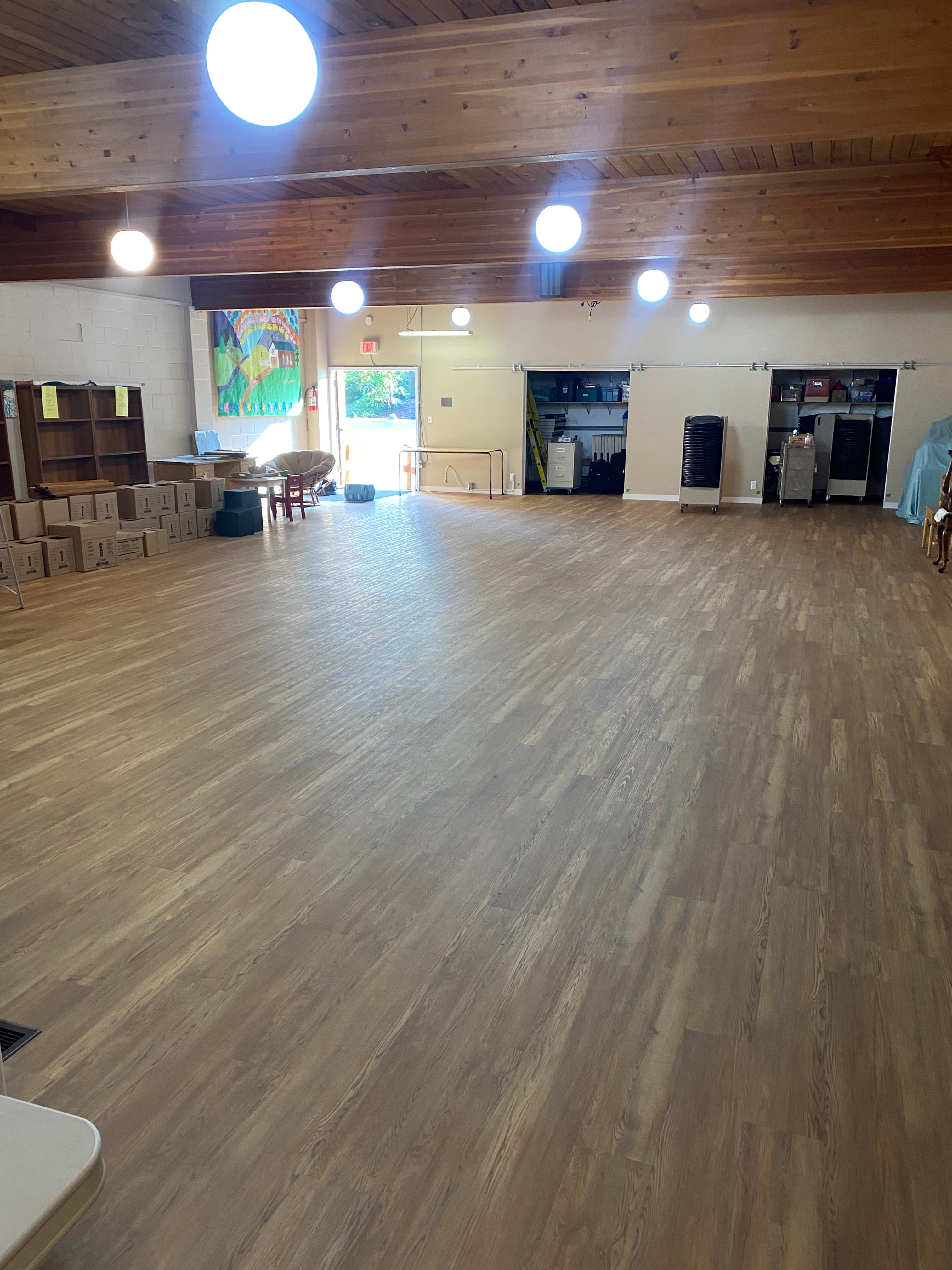 Vinyl plank flooring in a commercial space