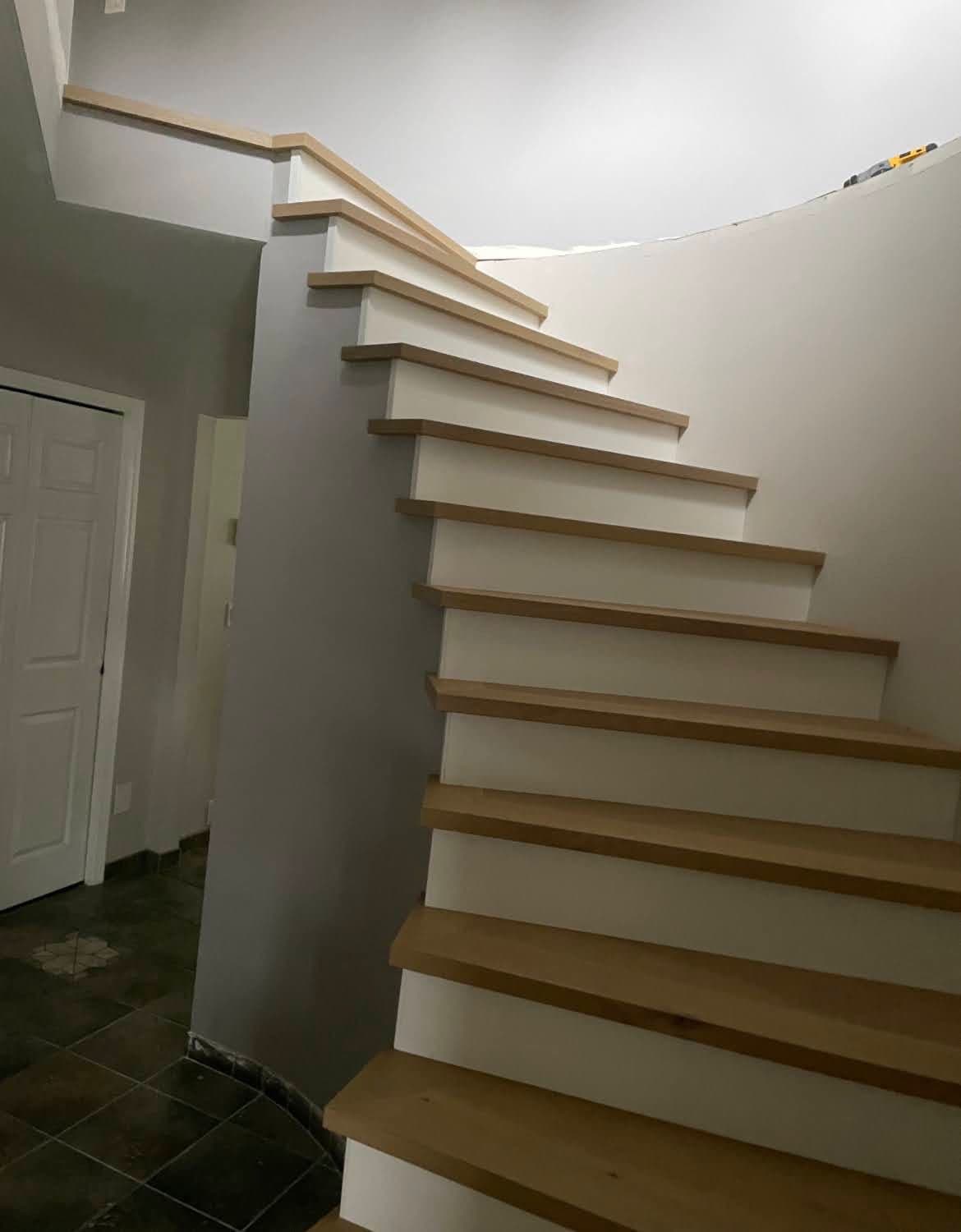 Curved hardwood staircase