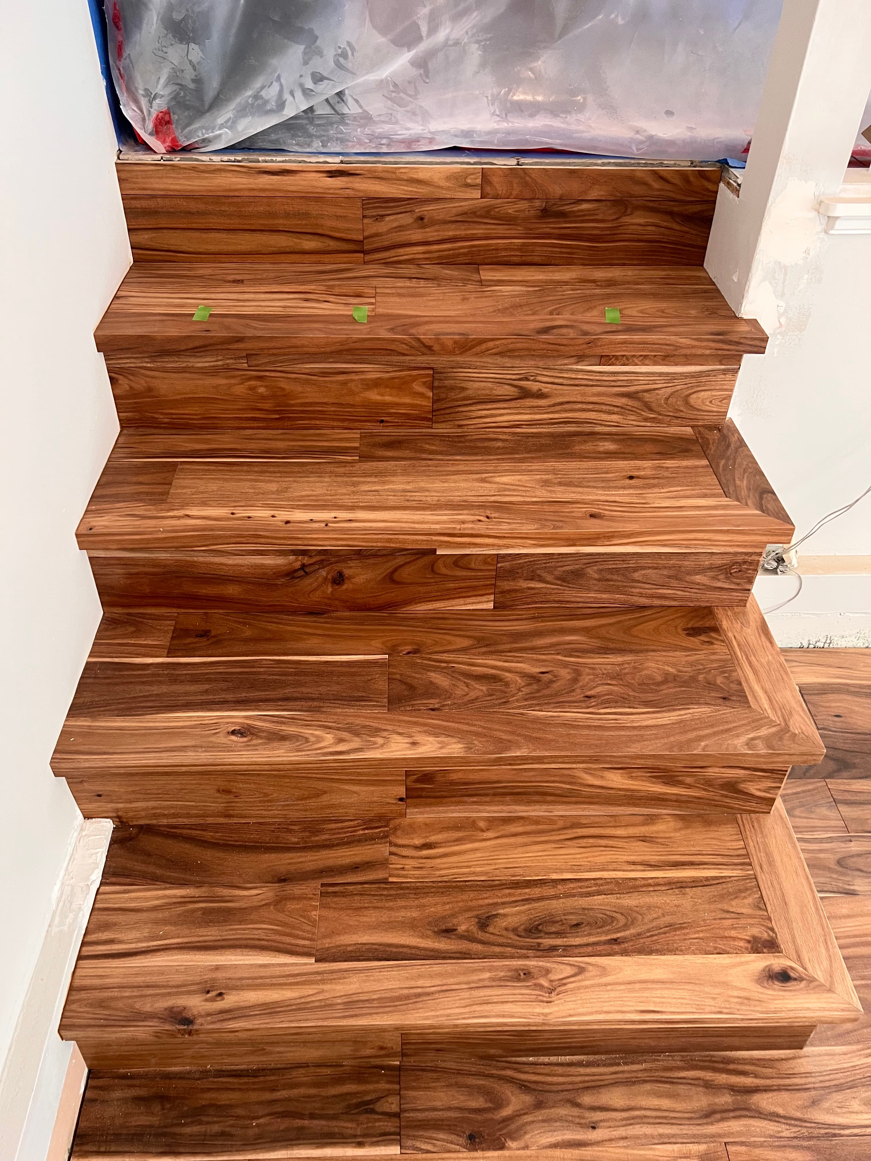 Acacia engineered hardwood open stair treads